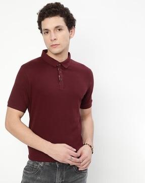 Polo T-Shirt with Ribbed Hems