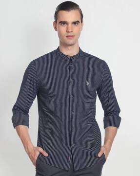striped-shirt-with-band-collar