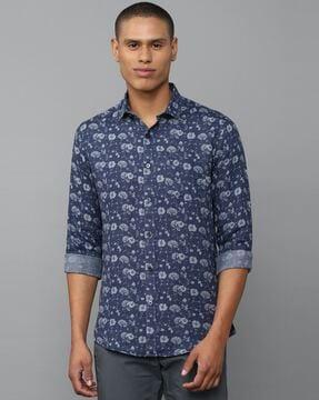 floral-print-slim-fit-shirt-with-patch-pocket
