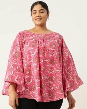 Floral Print Top with Flared Sleeves