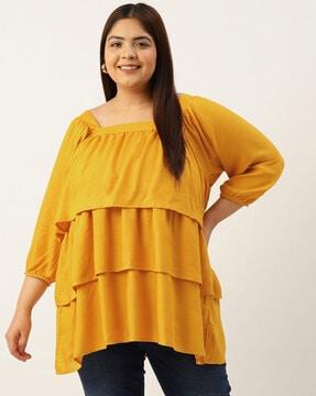 Square-Neck Tiered Top