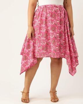 floral-print-flared-skirt-with-elasticated-waist