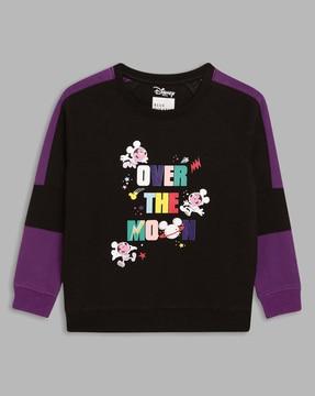 Typographic Sweatshirt with Ribbed Hem