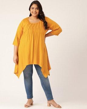 Round-Neck Top with Cut-Work
