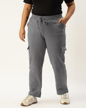 Relaxed Fit Flat-Front Trousers with Flap Pockets