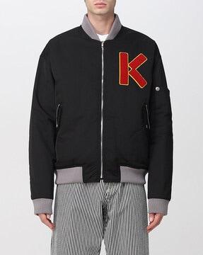 Bomber Jacket with Placement Logo Applique