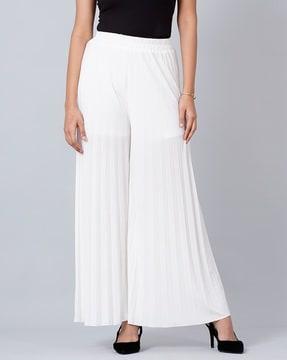 Pleated High-Rise Palazzos
