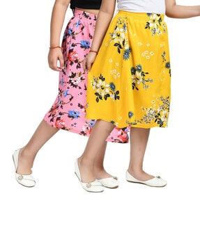 Set of 2 Floral Print Straight Skirts