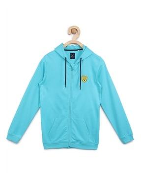 Zip-Front Hoodie with Logo Patch