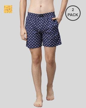 Pack of 2 Printed Boxers with Elasticated Waist