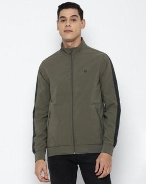 Zip-Front Bomber Jacket with Mock Collar