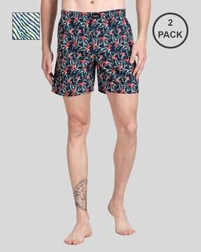 Pack of 2 Printed Boxers with Elasticated Waistband