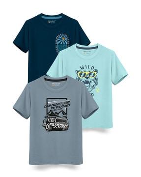 Pack of 3 Graphic Print Crew-Neck T-Shirts