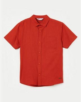Short-Sleeves Shirt with Patch Pocket