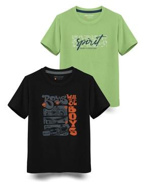 Pack of 2 Typographic Print Crew-Neck T-Shirts