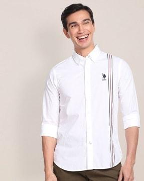 Striped Cotton Shirt with Button-Down Collar
