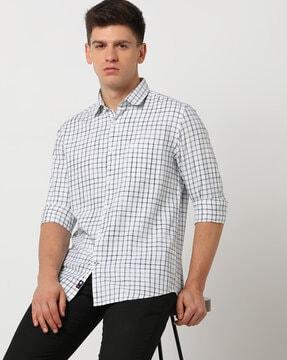 checked-slim-fit-shirt-with-french-placket