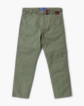 Straight Fit Trousers with Belt