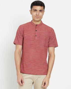 Checked Short Kurta with Patch Pocket