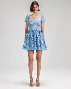 Cotton Lace Fit And Flare Mini Dress