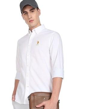 Tailored Fit Shirt with Logo Embroidery