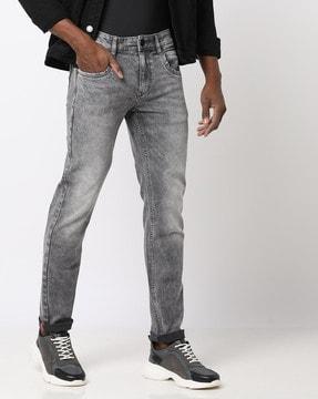 Heavy-Wash Skinny Fit Jeans