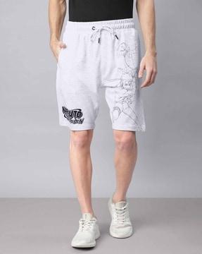 Graphic Prints Shorts with Elasticated Drawstring Waist