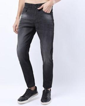 Lightly Washed Tapered Fit Jeans