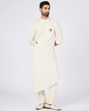 Slim Fit Long Kurta with Embroidery