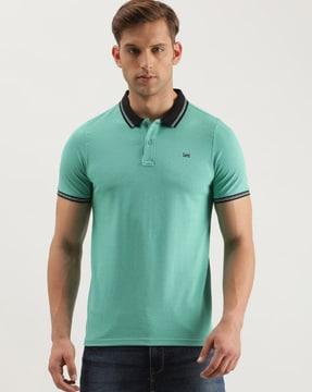 slim-fit-polo-t-shirt-with-ribbed-hem