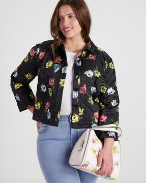 Quilted Placed Floral Jacket