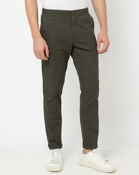 Mid-Rise Flat-Front Slim Fit Chinos