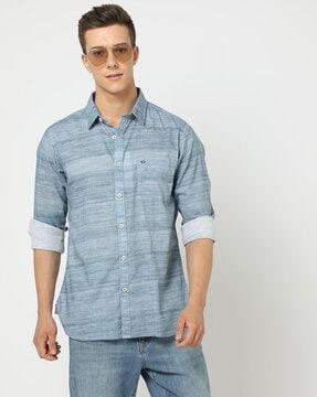 heathered-shirt-with-spread-collar