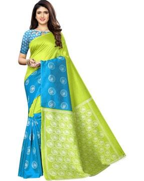 Green  & Blue Mysore Silk Saree