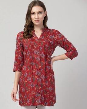 Floral Print Tunic with 3/4th Sleeves