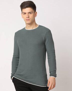 contrast-hem-twofer-sweatshirt