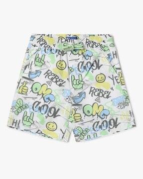 Graphic Print Flat-Front Shorts