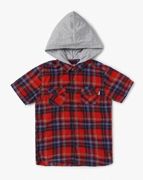 Checked Shirt with Removable Hood