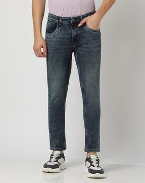 Lightly Washed Skinny Fit Ankle-Length Jeans