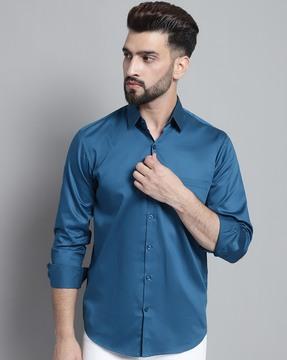 Full-Sleeves Spread-Collar Shirt