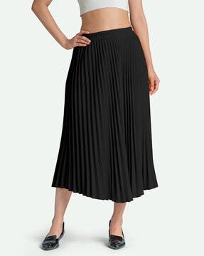 Pleated A-Line Skirt with Elasticated Waist