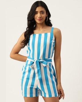 striped-sleeveless-playsuit-with-tie-up