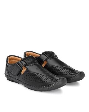 Laser-Cut Fisherman Sandals with Velcro Closure