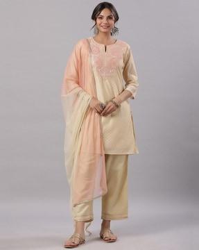 chanderi-embroidered-straight-kurta-suit-set
