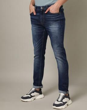 Heavily Washed Slim Fit Jeans