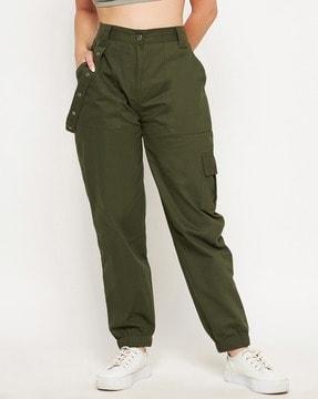 High-Rise Flat Front Cargo Trousers