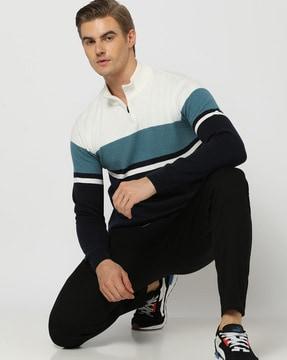 Colourblock Sweatshirt with Half Zipper