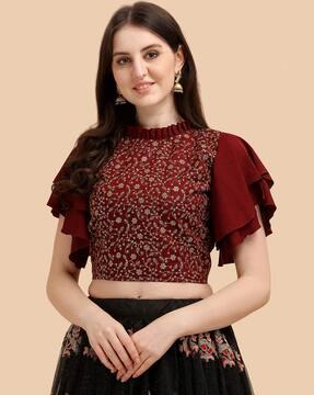 embroidered-high-neck-crop-top