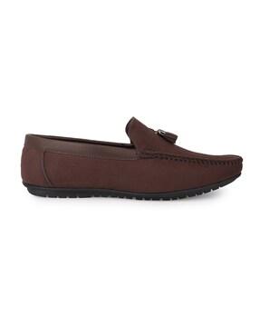 Men Leather Loafers with Tassel Accent