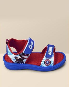 Captain America Print Sandals with Velcro Fastening
